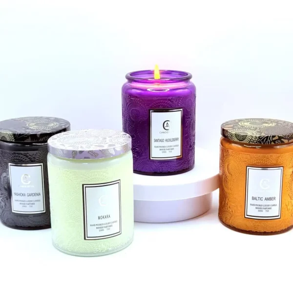 40 Hour Plant Essential Oil Clean Burning  5 Scented Soy Wax Aromatherapy Candle w/ Embossed Glass