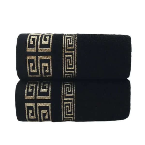 2pcs Black Cotton 34x74cm/70x140cm Embroidered Bath Towels