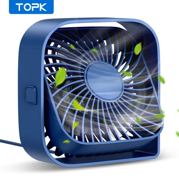 TOPK Portable USB 3 Speed Airflow, 360° Rotatable, Quiet Operation Fan -,