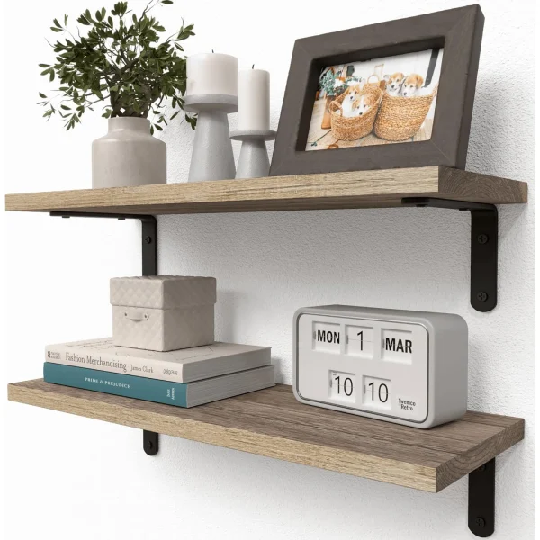 Set of 2 Wooden Wall Floating Shelves